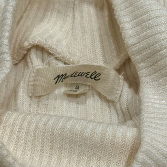 Madewell Ivory Ribbed Cowl Neck Lightweight Long Capsule Holiday Cabincore S - Picture 7 of 10